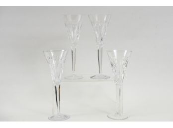 Set Of Four Waterford Crystal Toasting Champagne Flutes
