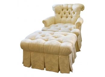 Ashley Manor Tufted Upholstered Skirted Club Chair With Ottoman