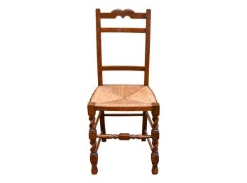 Antique Walnut Rush Seated Side Chair With Barley Twist Legs (retail $355)