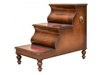English Mahogany Three-Tiered Fitted Interior Leather Bed Steps
