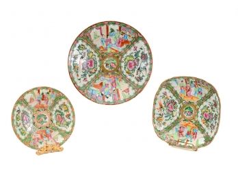 Vintage Chinese Export Rose Medallion Porcelain Plates