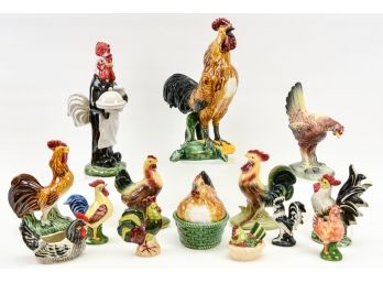 Collection Of Rooster Figurines And Salt & Pepper Shakers