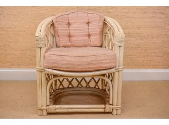 Rattan Barrel Chair With Custom Cushions