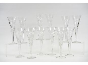 Set Of Twelve Waterford Crystal Champagne Glasses