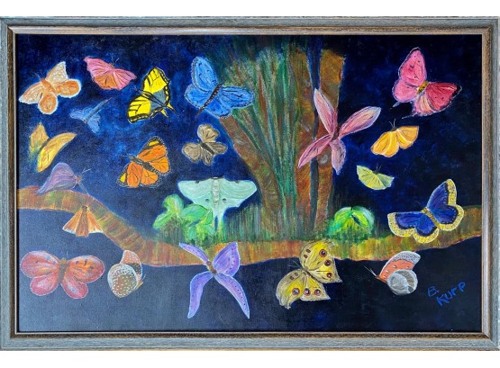 Colorful Butterflies Abstract Acrylic Painting