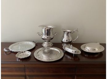 Vintage Collection Of Embossed Silver Plated Serveware From Italy
