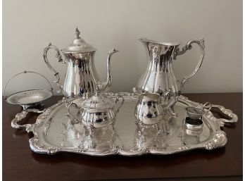 Vintage Gorham Embossed Silver Plate Tea Server And Accessories