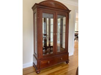 Ethan Allen British Classics Lighted Display Cabinet With Fanned Crown Molding