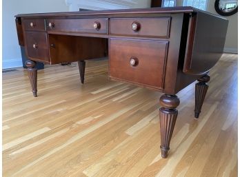 Ethan Allen British Classics Double Drop Leaf Console Desk With Tapered Reeded Legs
