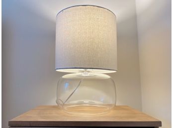 Glass Lamp With Fabric Drum Shade