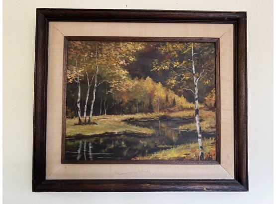 Vintage Framed Canvas Painting By Artist Marian Husing