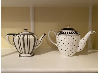 Pair Of Hand Painted Vintage China Teapots