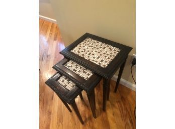 Set Of 3 Mosaic Tile Inlay Nesting Tables