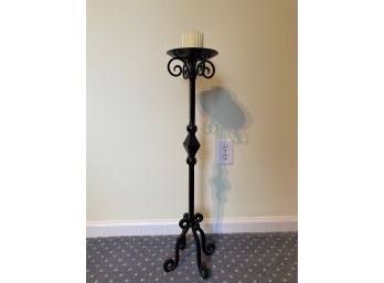 Tall Forged Iron Pillar Candle Holder