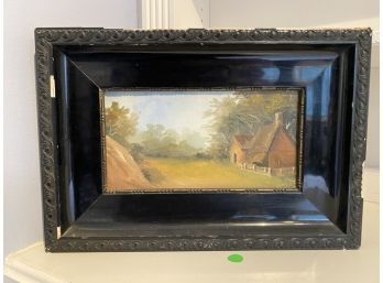 Vintage English Countryside Inspired Framed Canvas Painting