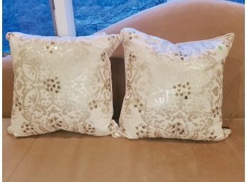 Pair Of Tahari Matching Linen Blend Throw Pillows