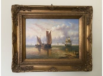 Vintage Tall Ships Nautical Theme Painting