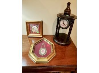 Antique Inspired Collector's Items Desk Clock And Wall Hangings
