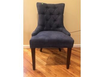 High Back Navy Denim Tufted Upholstered Occasional Chair
