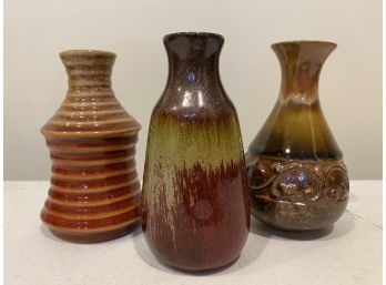 Vintage Glazed Ceramic Bud Vases