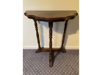 Vintage Scalloped Console Table With Turned Trestle Base