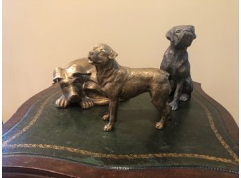 Set Of 3 Brass Dog Sculptures