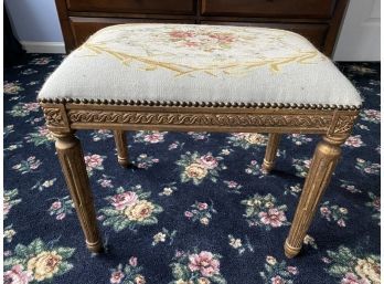 Victorian Era Inspired Needlepoint Upholstered Ottoman