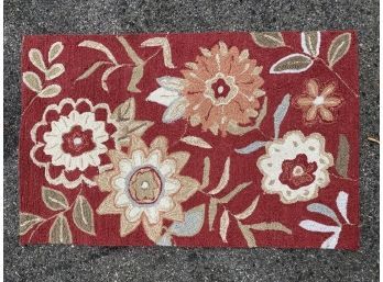 Red Floral Handmade Hooked Area Rug
