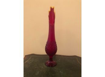 Red Textured Blown Glass Vase