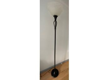 Metal And Glass Shade Black Floor Lamp