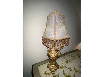 Gold Finish Lamp With Beaded Shade