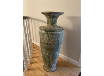 Painted Terracotta Amphora Style Tall Vase