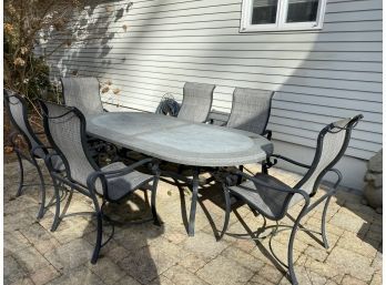 TROPITONE Outdoor Oval Dining Table With 6 Arm Chairs
