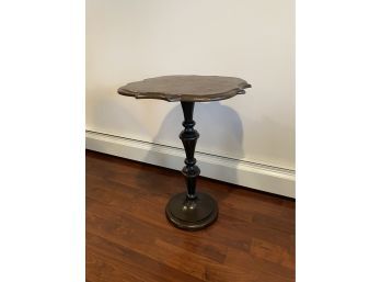 Scalloped Edge Painted Pedestal Side Table