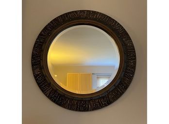 Round Beveled Framed Mirror