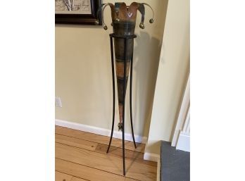 Decorative Metal Vase On Tripod Stand