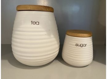 Circa Set Of White Ceramic Tea And Sugar Containers