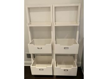 Set Of 3 Land Of Nod Tiered White Bookcases