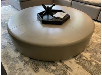 Chic Grey Butter Leather Coffee Table Ottoman