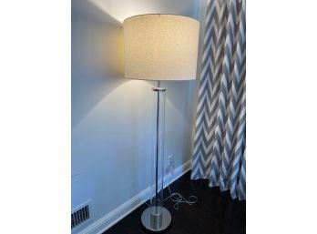 West Elm Tall Cylindrical Glass Lamp With Eggshell Linen Shade