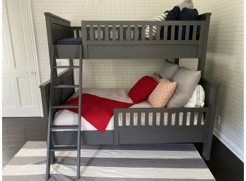 Restoration Hardware Grey Distressed Full Over Twin Bunk Beds With Luxury Bedding And Mattresses
