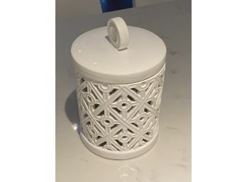 White Ceramic Slotted Cookie Jar