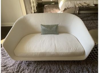 Conversational Piece Ben Sen White Linen Loveseat With Decorative Sequins Pillow