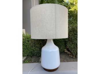 White Jug Table Lamp With Beige Shade