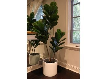Faux Fiddle Leaf Fig Tree In White Pot