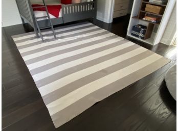 Large Grey And White Wide Stripe Cotton Drury Rug