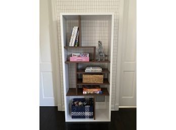 High End White With Wood Color Finishes Storage Cubby  Bookshelf
