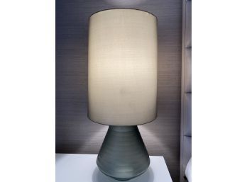 Pair Of 2 Sage Green Stained Beveled Glass Table Lamps