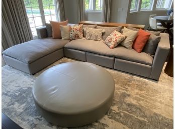 Stunning Custom Grey Down 5 Piece Sectional Sofa With 7 Gorgeous Decorative Pillows