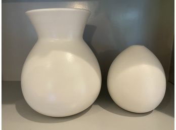 West Elm Set Of White Stonewashed Vases